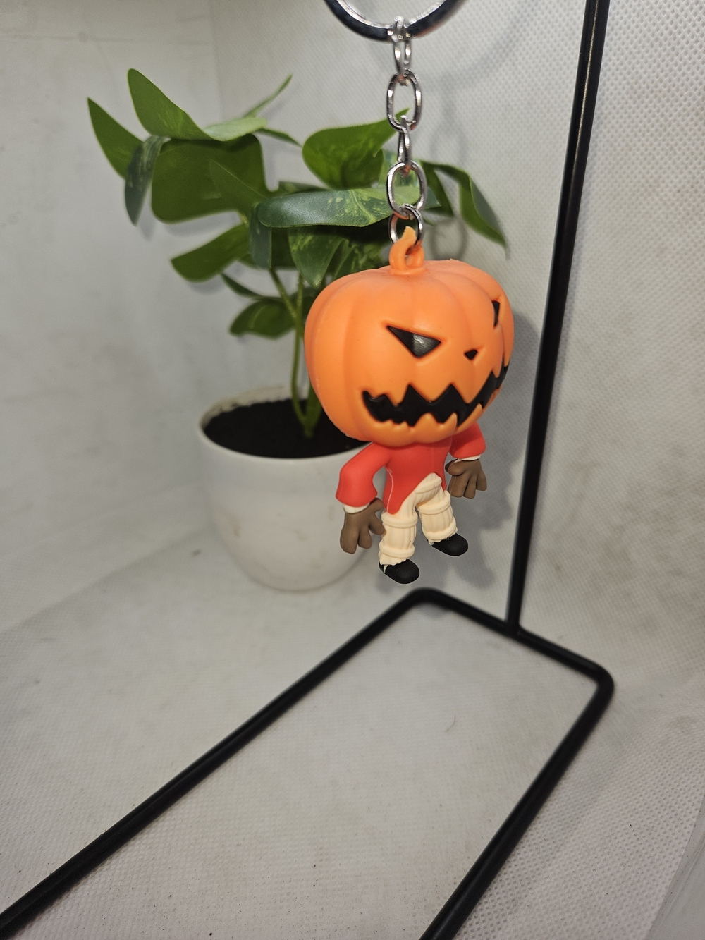 Halloween Pumpkin Head Keychain Charm - Orange